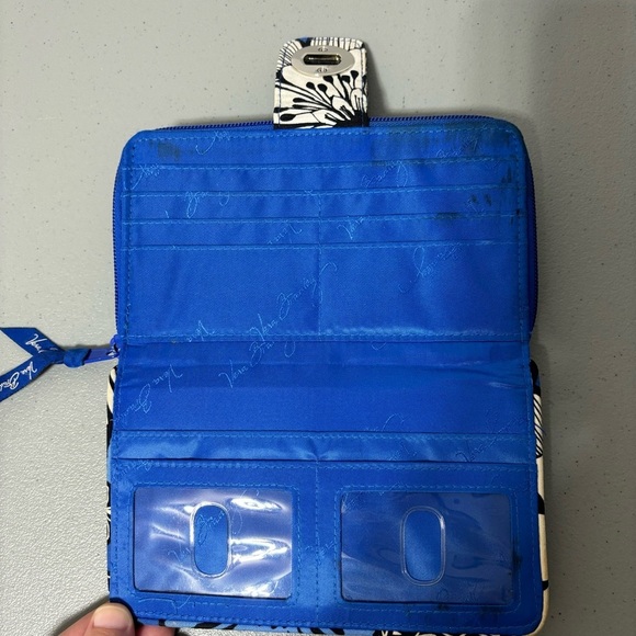 Vera Bradley Blue Bayou Clutch Turn Lock Wallet Zipper Blue - Picture 8 of 10